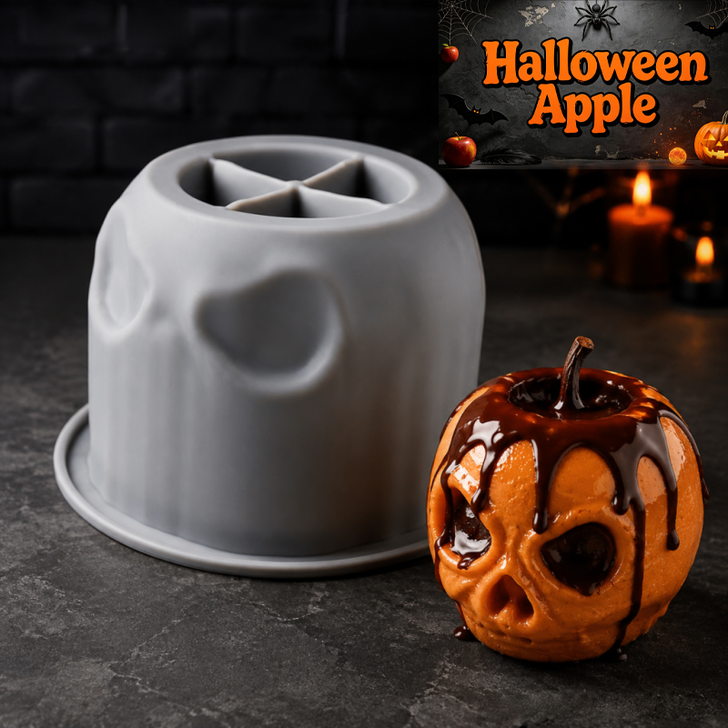 Candle Containers - قالب سيليكون على شكل جمجمة تفاحة