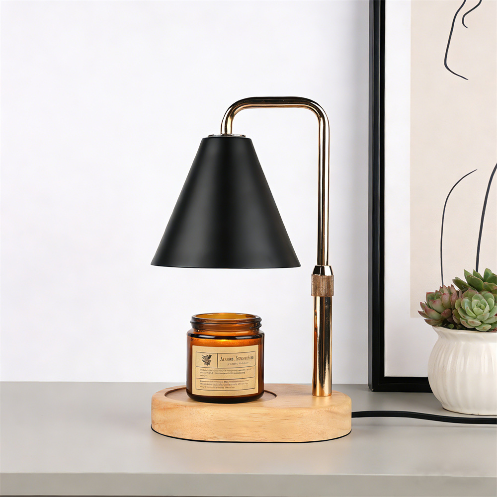 Silk Candle - مصباح تسخين الشموع الأسود مع مؤقت