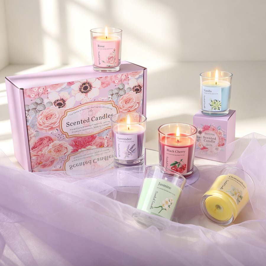 Candle Fragrance - مجموعة هدايا شموع معطرة للعلاج بالروائح،